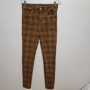 American Eagle Brown Plaid Hi-Rise Jegging Size 8 Regular